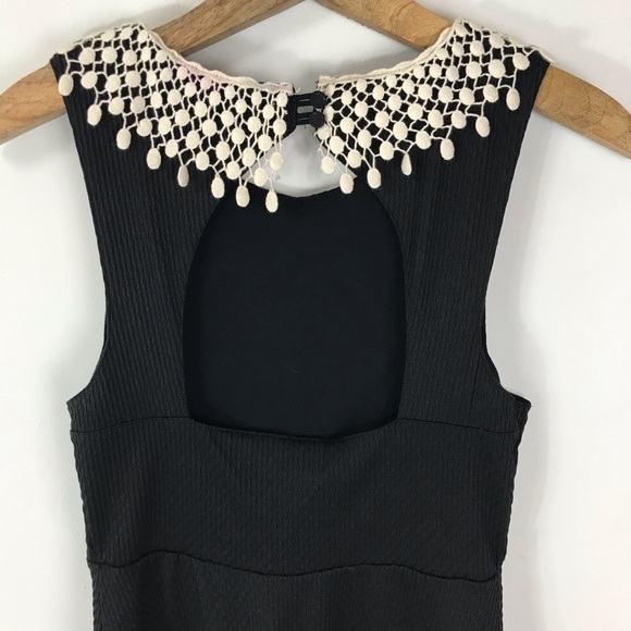 FREE PEOPLE Black Waffle Knit Sleeveless Dress S - Picture 5 of 8